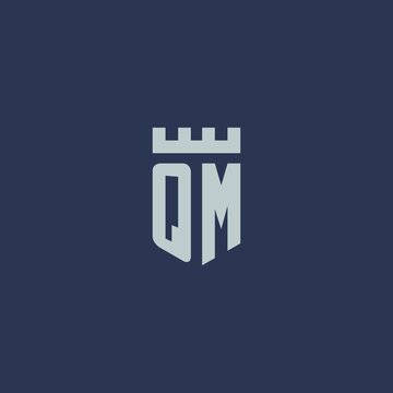 QM logo monogram with fortress castle and shield style design