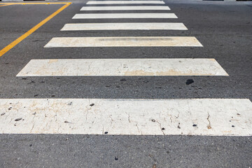 Obraz premium Сrosswalk on the road for safety close up
