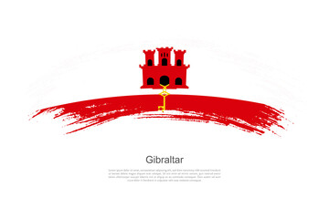 Curve style brush painted grunge flag of Gibraltar country in artistic style