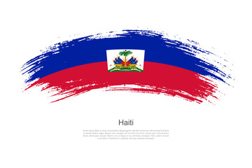 Curve style brush painted grunge flag of Haiti country in artistic style