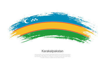 Curve style brush painted grunge flag of Karakalpakstan country in artistic style