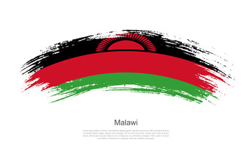 Curve style brush painted grunge flag of Malawi country in artistic style
