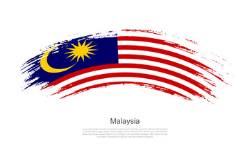 Curve style brush painted grunge flag of Malaysia country in artistic style