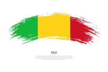 Obraz premium Curve style brush painted grunge flag of Mali country in artistic style