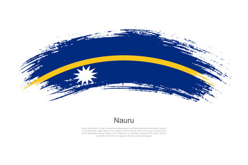 Curve style brush painted grunge flag of Nauru country in artistic style