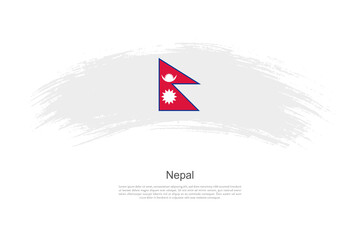 Curve style brush painted grunge flag of Nepal country in artistic style