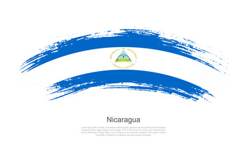 Curve style brush painted grunge flag of Nicaragua country in artistic style