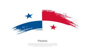 Obraz na płótnie Canvas Curve style brush painted grunge flag of Panama country in artistic style