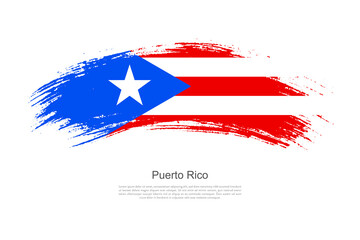 Curve style brush painted grunge flag of Puerto Rico country in artistic style