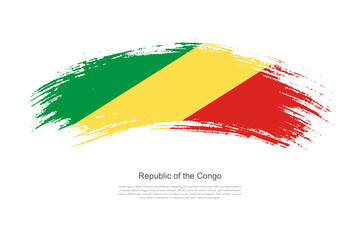 Curve style brush painted grunge flag of Republic of the Congo country in artistic style