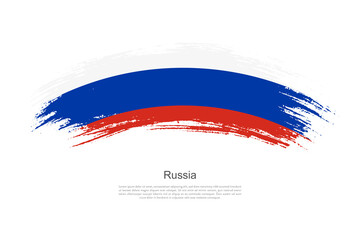 Curve style brush painted grunge flag of Russia country in artistic style
