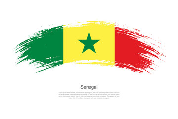 Curve style brush painted grunge flag of Senegal country in artistic style