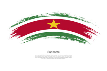 Curve style brush painted grunge flag of Suriname country in artistic style
