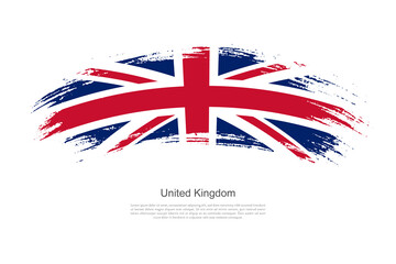 Curve style brush painted grunge flag of United Kingdom country in artistic style