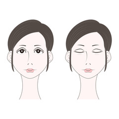 すっぴん　正面　顔　女性　セット