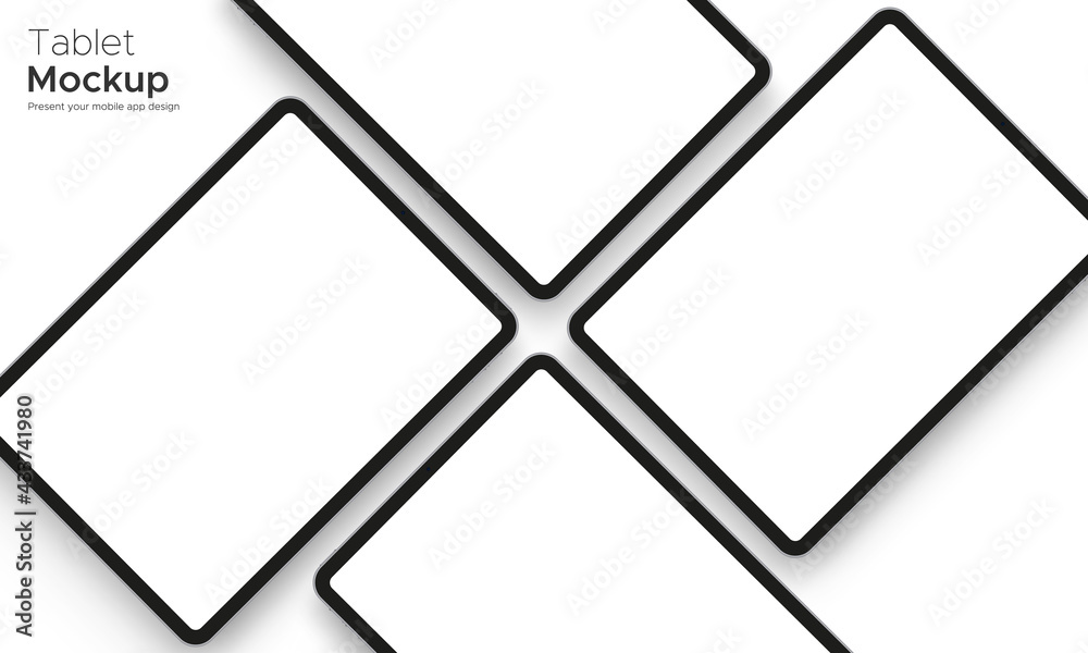Wall mural tablet computer mockup for showing apps design, isolated on white background. vector illustration