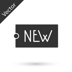 Grey Price tag with an inscription New icon isolated on white background. Badge for price. Promo tag discount. Vector Illustration