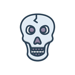 Color illustration icon for skull 
