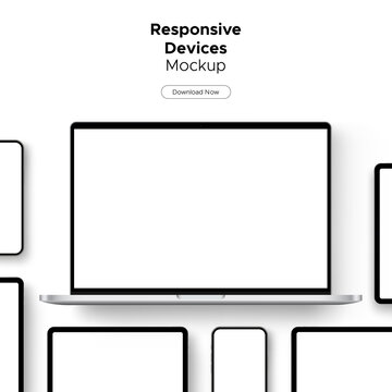 Responsive Devices Mockup for Display Web Site or App Design. Vector Illustration