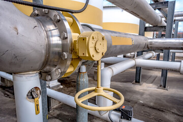 Pipes, tubes, machinery and steam turbine at a power plant