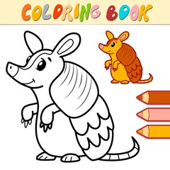 Obraz na płótnie Canvas Coloring book or page for kids. armadillo black and white vector