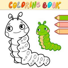 Coloring book or page for kids. caterpillar black and white vector