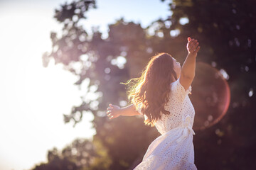 Happy woman. Woman in the park.