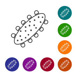 Black line Sea cucumber icon isolated on white background. Marine food. Set icons in color circle buttons. Vector.