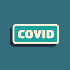 Green Corona virus covid-19 icon isolated on green background. Bacteria and germs, cell cancer, microbe, fungi. Long shadow style. Vector.