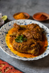 Indian cooked food background. Close up, selective focus.