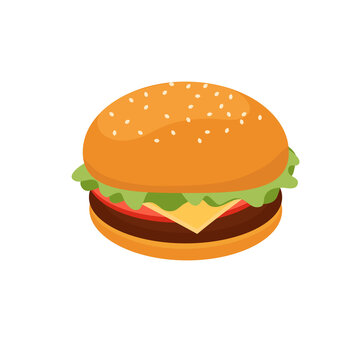 American cheeseburger icon illustration concept.