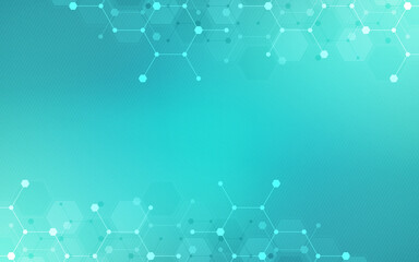 Illustration of the abstract background of molecules. Molecular structures or chemical engineering, genetic research, innovation technology. Scientific, technical, or medical concept