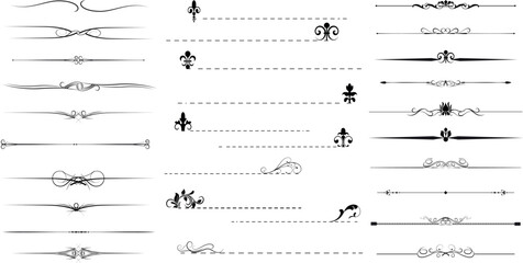 dividers, borders and frame lines vector set, icon, symbol, logo, clipart, isolated. vector illustration. vector illustration isolated on white background.  © Valandil