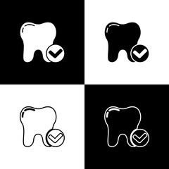 Set Tooth whitening concept icon isolated on black and white background. Tooth symbol for dentistry clinic or dentist medical center. Vector