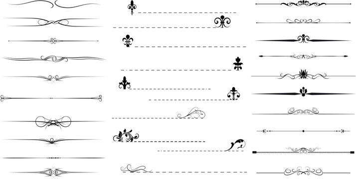 dividers, borders and frame lines vector set, icon, symbol, logo, clipart, isolated. vector illustration. vector illustration isolated on white background.	