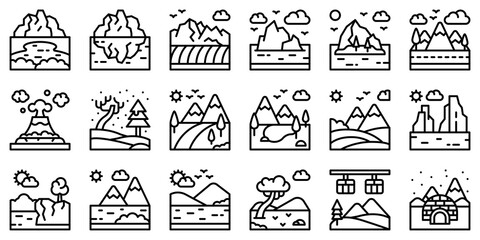 Landscape line icon set 2 vector illustration