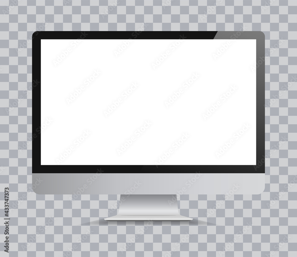 Poster realistic computer display isolated on transparent background. vector mockup.