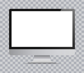 Realistic computer display isolated on transparent background. Vector mockup.