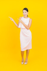 Portrait beautiful young asian woman smile with action