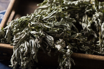 dried wormwood herb or Chinese mugwort