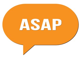 ASAP text written in an orange speech bubble