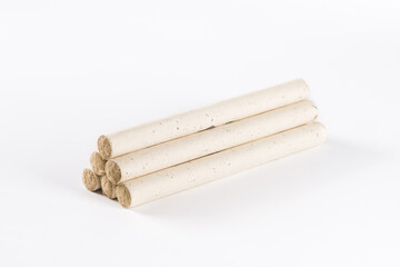 Chinese tradition moxa moxibustion sticks on white background