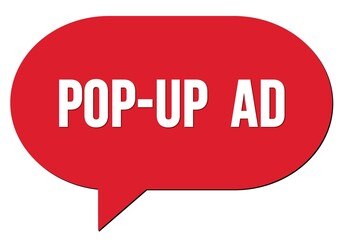 POP-UP  AD text written in a red speech bubble