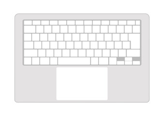 シンプルなシルバー系パソコンのキーボード　白いキー　文字無し