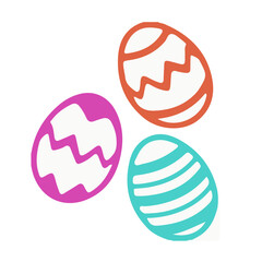Set of Three Colorful Easter eggs holidays design On White Background Flat Illustration Graphic