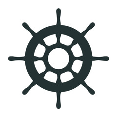 Obraz premium Ship Steering Wheel Nautical maritime sea ocean boat on White Background Flat Illustration Front View