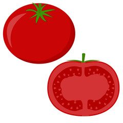 Red tomatoes isolated on a white background.