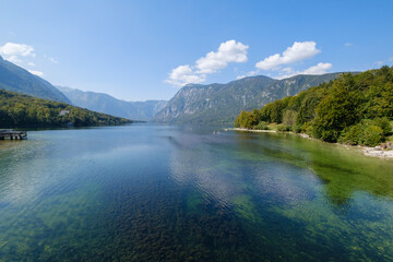 Fototapeta na wymiar Beautiful clean Bohinj lake in Slovenia