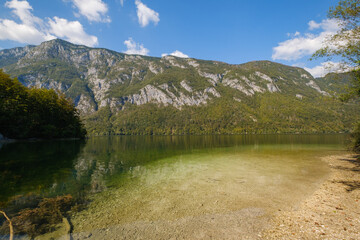Beautiful clean Bohinj lake in Slovenia