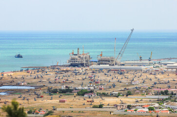 Baku. Azerbaijan. 05.16.2017 year. Oil fields by the sea.